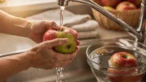 Deux voisins lavent les mêmes pommes du marché : un seul retire jusqu’à 90 % des pesticides