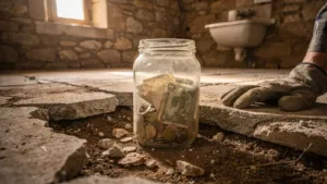 Longère achetée 92 000 euros en 2019 : un bocal enfoui en 1958 déterré sous la dalle de la buanderie