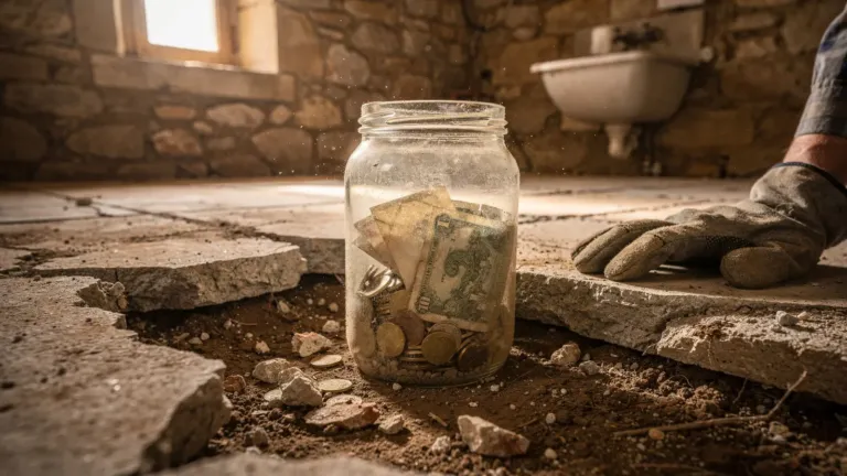 Longère achetée 92 000 euros en 2019 : un bocal enfoui en 1958 déterré sous la dalle de la buanderie Longère achetée 92 000 euros en 2019 : un bocal enfoui en 1958 déterré sous la dalle de la buanderie