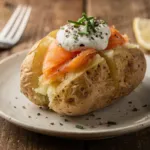 Pomme de terre au saumon fumé et à la crème : la recette au micro-ondes puis au four