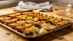 Pommes de terre au four : bain vinaigré, séchage et plaque préchauffée