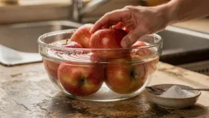 Pommes : le bain au bicarbonate réduit certains résidus de pesticides en surface