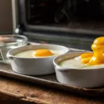 Œufs au plat au four : la méthode du chef Will Murray avec un récipient d’eau