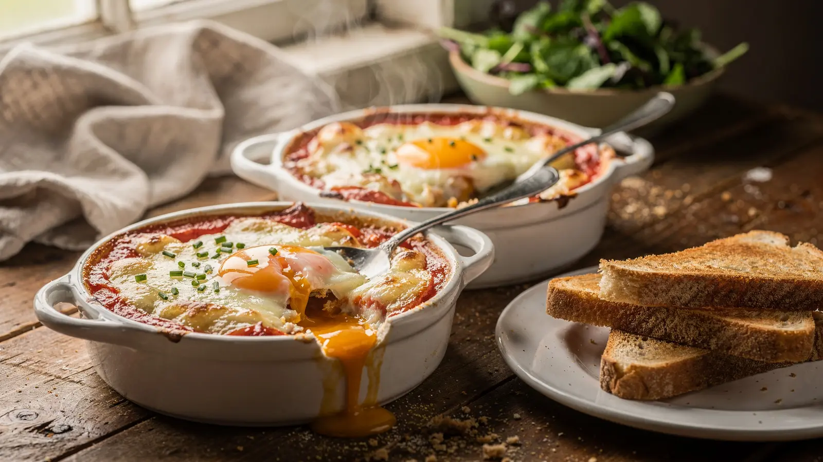 Œufs cocotte à la tomate et au fromage : 10 à 12 minutes de cuisson au four